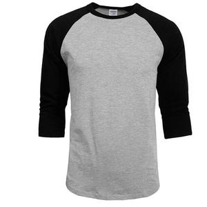 Magliette Raglan 3/4 Personalizzate da Uomo, Corpo Nero in 100% Cotone, Motivo Uniforme, T-Shirt da Baseball OEM con Stampa Serigrafica - Product Image 1