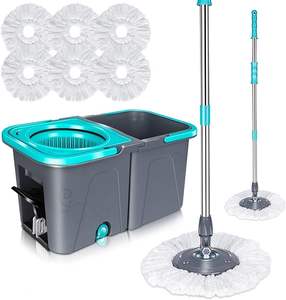 Práctico juego de cubo de <span class=keywords><strong>fregona</strong></span> giratoria separada con mango de acero telescópico plegable para limpieza - Product Image 1