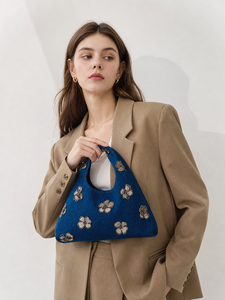 High quality new creative tote bag for women - denim <b>handbag</b> with vintage and exquisite flower sequins - ladies' <b>small</b> bag - Product Image 2
