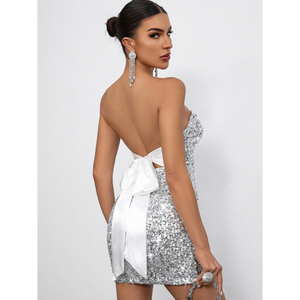 Vestido Mini Bodycon Sem Mangas com Lantejoulas para Mulheres, Ideal para Aniversário, Noite, Festa de Formatura, Poliéster com Sutiã Embutido, Elegante e Luxuoso - Product Image 5