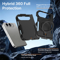 Étui de téléphone magnétique mat pour iPhone Duo avec béquille rotative, coque de protection pliable antichoc en TPU+PC