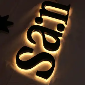 Caráter acrílico 3D tridimensional Signage empresa logotipo fundo adesivos de parede outdoors LED 3D