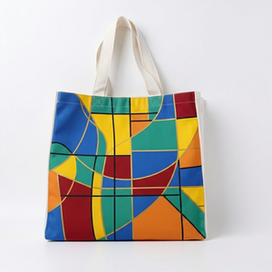 Sac en toile de coton vierge réutilisable <span class=keywords><strong>et</strong></span> écologique avec soufflet <span class=keywords><strong>et</strong></span> base, faible MOQ, logo personnalisé, sacs de courses en coton - Product Image 1