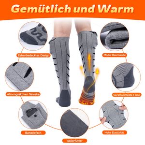 Calzini Riscaldanti in Puro Cotone per Uomo e <span class=keywords><strong>Donna</strong></span>, Controllo Remoto Wireless, Ricaricabili, 4000mAh, 3 Livelli di Calore, Accessorio per Sport Invernali - Product Image 2