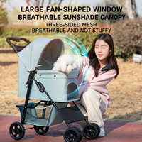 Poussette pliable pour chien à 4 roues, imperméable, avec auvent solaire, grande capacité 20 kg, pliage à une main, transporteur de voyage pour animaux de compagnie, chats