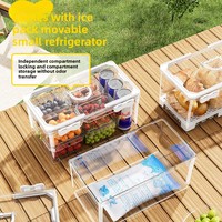 Boîte de rangement alimentaire rectangulaire portable en plastique double couche de style japonais, ensemble de thé pour céréales, boîte à lunch pour réfrigérateur, utilisation en extérieur
