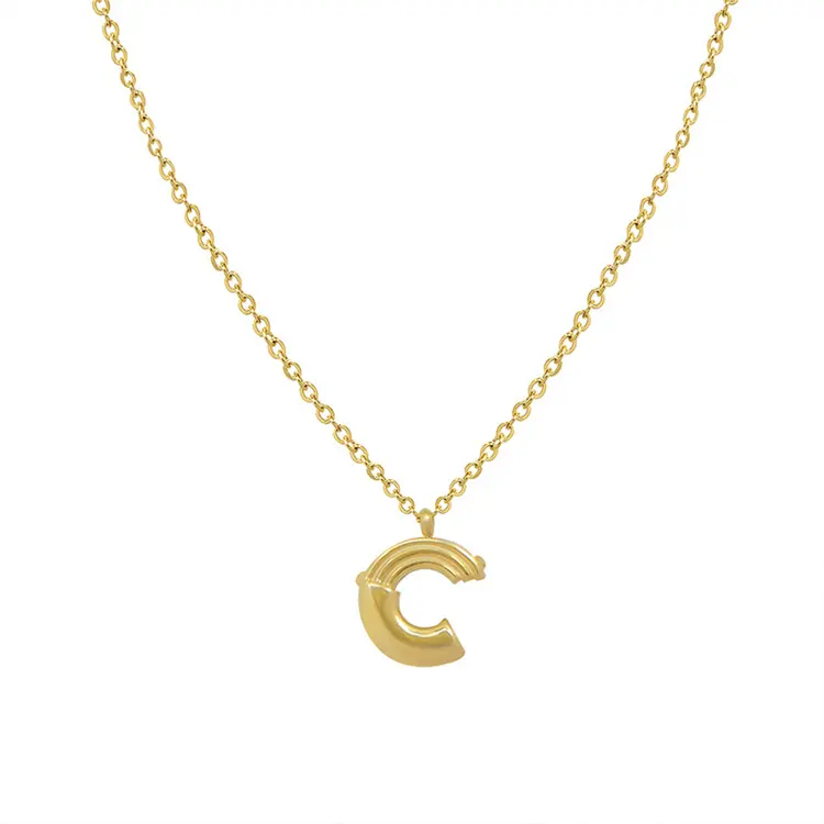 Pingente estilo vintage do alfabeto c, colar banhado a ouro, pingente letra inicial, gargantilha, joias para mulheres