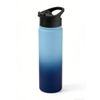 Bouteille d'eau sportive isolée sous vide en acier inoxydable de 22 oz (680 ml) avec couvercle à rabat et poignée de transport