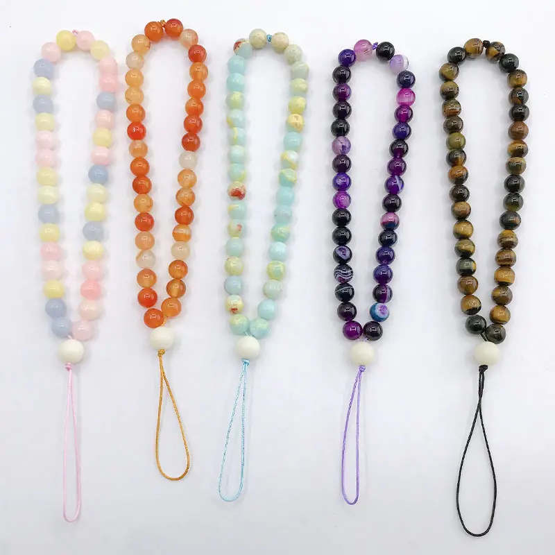 Crystal Mobile Phone Accessories Lanyard Handmade Stone Beaded Chain Hanging Mobile Phone Straps