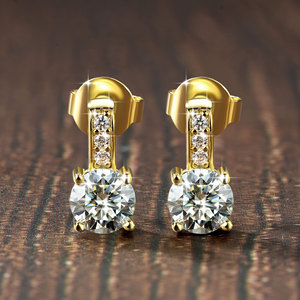 Pendientes minimalistas de moissanita con corte redondo de 1 quilate VVS GRA, cadena de oro de 14k, joyería permanente a granel para uso diario. - Product Image 3