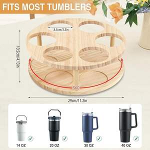 Stanley Tumbler Organizer with Rotatable <b>Rack</b> Wood Metal Water Bottle <b>Storage</b> for <b>Kitchen</b> Cabinets Stanley Cup <b>Storage</b> <b>Rack</b> - Product Image 5