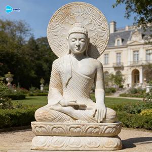 <span class=keywords><strong>Statue</strong></span> di <span class=keywords><strong>Buddha</strong></span> Meditante in Marmo Bianco a Grandezza Naturale, Scultura Religiosa in Pietra Intagliata a Mano per Decorazione di Giardini e Parchi - Product Image 3