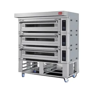 LYROE Commercial Restaurant Industrial Freestanding Electric Stainless Steel 3 Deck 6 Layer Grill Griddle Oven