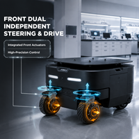 Sasis Robot AGV Industri Tugas Berat 100kg dengan Penggerak Kemudi Terintegrasi untuk Transfer Material Gudang Pabrik
