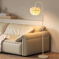Lampe sur pied LED en fer et plumes d'oie avec télécommande, intensité variable, température de couleur multiple, design nordique pour chambre à coucher et salon
