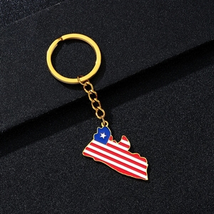 Llavero con Colgante de Bandera Nacional de <span class=keywords><strong>Liberia</strong></span> de Acero Inoxidable de Fábrica, Chapado en Oro de 18K, Colgante con Mapa de <span class=keywords><strong>Liberia</strong></span> - Product Image 5