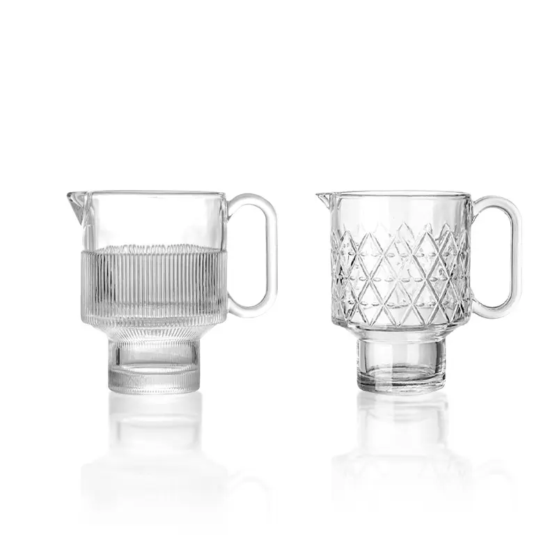 Zware Basis Origami Stijl Glazen Beker Vintage Glaswerk 22Oz Stapelbaar Water Drinkglas Met Handvat Voor Frisdranksap Cocktail