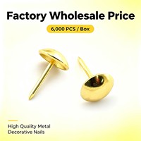 Agrafes de rembourrage décoratives DIY en laiton plaqué or 19 mm à tête ronde pour artisanat et meubles, lot de 6000 pièces