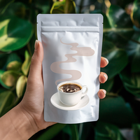 Mini pochette à café noir mat compostable imprimée sacs de haricots crus scellés sous vide avec valve à fermeture éclair en plastique PET pour emballage de gâteau