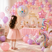 Ballons en aluminium à thème arc-en-ciel, étoiles, cœurs et licorne, ensemble de ballons numérotés pour la décoration de fête d'anniversaire des enfants et des filles - Vente chaude
