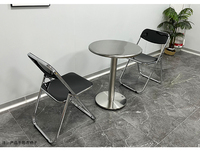 Table et chaises de café rondes personnalisées en acier inoxydable de style industriel moderne, mobilier commercial pour restaurants et hôtels, café