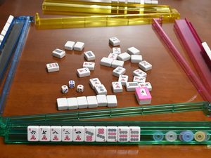 Juego de Mahjong Moderno de 166 Piezas Color Marfil con Bolsa de Transporte, 4 Soportes, Empujadores y Fichas de Conteo Coloridas Medianas ZC-260425-01 - Product Image 4