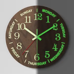 Reloj de pared luminoso de madera, luz fluorescente de noche con función de semana, nuevo diseño, <span class=keywords><strong>2022</strong></span> - Product Image 1