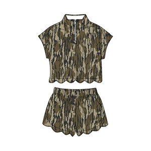 Conjunto de ropa informal con estampado de camuflaje gris para niñas pequeñas, modelo GSSO3564, venta al por mayor de conjuntos de ropa infantil con volantes. - Product Image 2