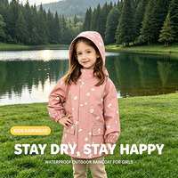 Cartoon-Stil Wasserdichte PU-Obermaterial Zweiteilige Regenjacke für Jungen und Mädchen für Frühling Herbst Camping Kinder Outdoor-Jacken