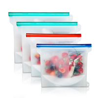 Herbruikbare, recyclebare siliconen ziplock voedselbewaarzak voor supermarkt & tentoonstellingsgebruik, voedselverpakking, ruimtebesparend