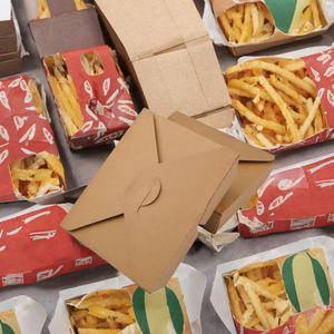Boîte alimentaire personnalisée en papier kraft pliable pour emballage à emporter, idéale pour burgers, frites, produits de boulangerie - Product Image 3