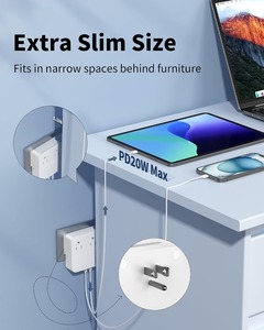 Regleta de Carga USB Blanca con Cables Retráctiles para Laptop, Tablet y Teléfono, Montable en Pared - Product Image 3