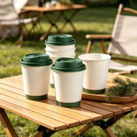 Gobelet en papier ondulé 16 oz, double paroi isolante, pour boissons chaudes, jetable, logo personnalisé, en gros