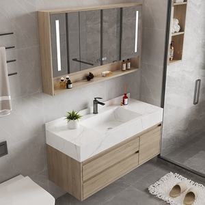 Mueble de Baño de Madera Maciza de Lujo con Espejo LED y Lavabo de Cerámica, Diseño Ecológico para Hoteles y Apartamentos - Product Image 3