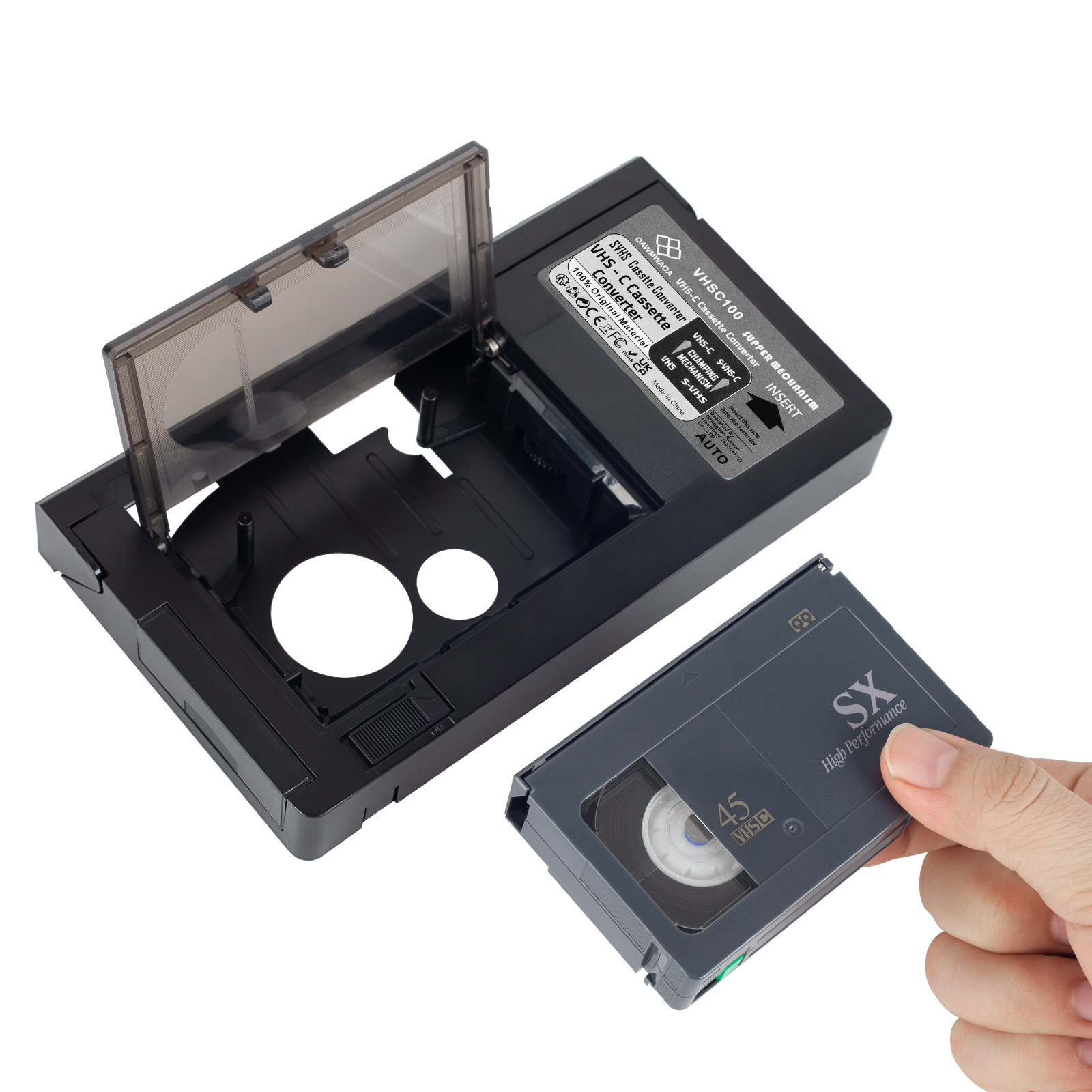 Adaptateur de cassette vidéo VHS-C-NON COMPATIBLE AVEC les cassettes 8mm/MiniDV/Hi8