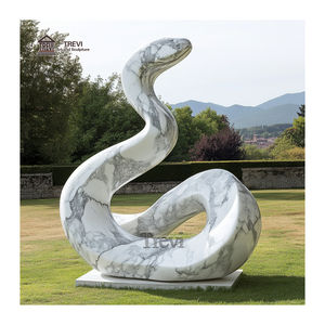 Villa giardino all'aperto statua di pietra scultura di serpente di marmo scultura - Product Image 2