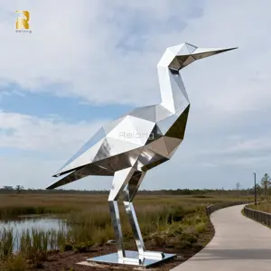 Custom Design Moderne Stijl Grote Geometrische Gesneden Roestvrij Staal Vogel Beeldje Sculptuur Voor Outdoor Landschapsdecoratie - Product Image 3