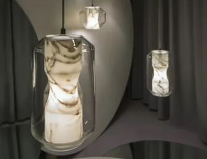 Lámpara de araña de línea larga minimalista moderna de una sola cabeza, luz colgante de cristal gris para comedor, lámpara de tamaño medio - Product Image 4