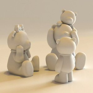 Early Riser DIY hecho a mano tridimensional oso vela molde oso papá oso madre aromaterapia yeso adornos molde de silicona - Product Image 2