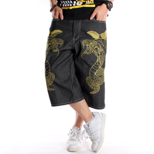 Venta al por mayor de los hombres pantalones <span class=keywords><strong>cortos</strong></span> de mezclilla de moda de verano Casual suelto Hip Hop pantalones vaqueros <span class=keywords><strong>cortos</strong></span> holgados para los hombres - Product Image 2