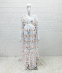 Vestido Maxi Bohemio con Bordado de Encaje, Encaje Transparente y Detalles de Borlas para Fotografía de Bodas de Mujeres <span class=keywords><strong>Embarazadas</strong></span> - Product Image 5