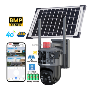 Telecamera di Sorveglianza IP CCTV Wireless a Energia Solare Hongnaer, Telecamera di Sicurezza Esterna Dual Lens 8MP 4K con Scheda SIM 4G e Energia Solare - Product Image 1