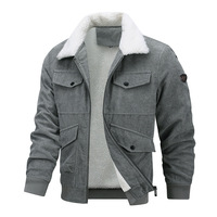 Veste Homme en Velours Côtelé Grande Taille M-8XL, Rembourrée Coton, Hiver, Col Montant, Doublure Polaire, Épaisse, Cachemire, Logo Avant