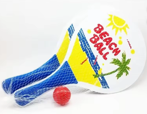 Ensemble de jouets de plage colorés personnalisés, raquettes de plage en bois et ensemble de raquettes de tennis, amusement en plein air - Product Image 2