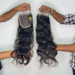 6x6 HD mince dentelle fermeture perruques cheveux humains pré plumés 5x5 cheveux de vague de corps, temple brut extensions de cheveux humains indiens - Product Image 1