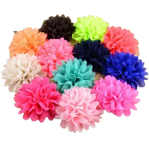 Fashion 10 cm DIY Handmade Chiffon Flower For hat dress Decoration Artificial Flowers baby girl Hair Accessories