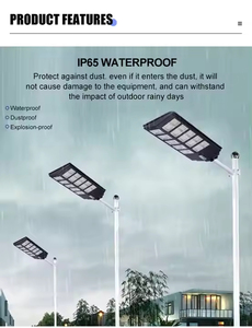 IP65 Intelligent LED Solaire Réverbère 6000K Économie D'énergie 60W 90W 120W 150W Capteur Télécommande En Aluminium Moulé Sous Pression 3 Ans - Product Image 5