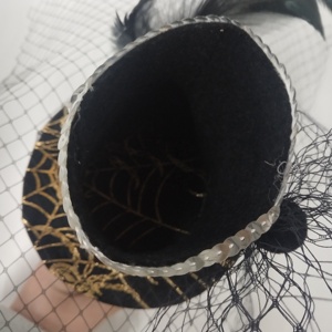Accesorio de disfraces de fiesta, diadema de malla de araña negra dorada, diadema de telaraña, Mini sombrero de bruja de Halloween, diadema - Product Image 4
