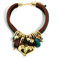 Nouveau collier pendentif en forme de cœur en cuivre multi-couches à la mode pour femmes, style européen et américain