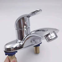 Robinet mitigeur de lavabo pour appartement public, à eau chaude et froide, en ABS, à poignée unique, à deux trous, à montage sur plan